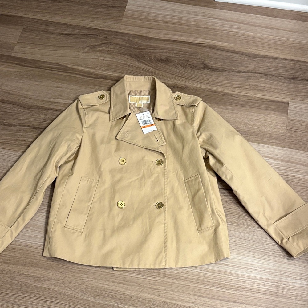 Michael Kors Short Double-Breasted Trench Coat Petite Small - Picture 3 of 13